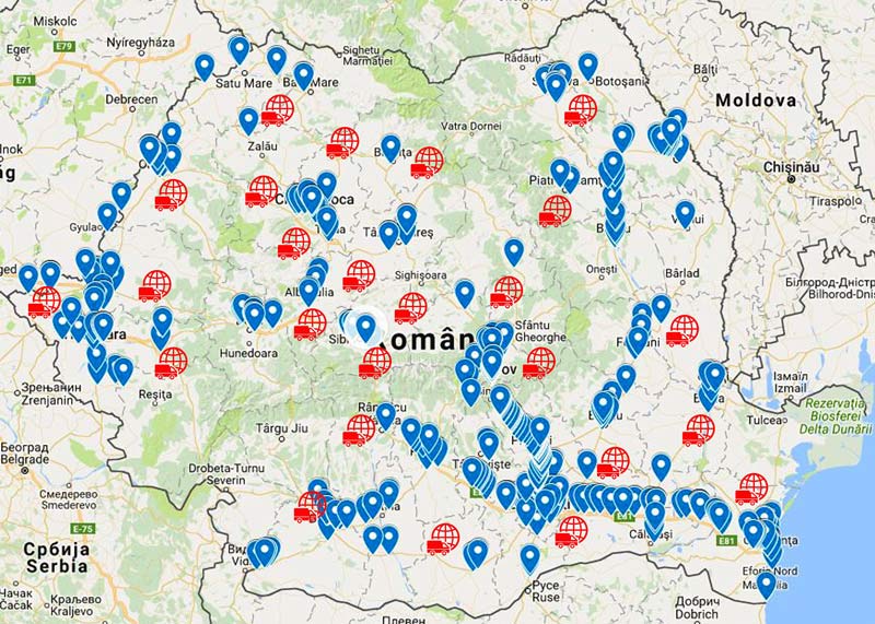 Harta centrelor logistice si panourile Wizard Media